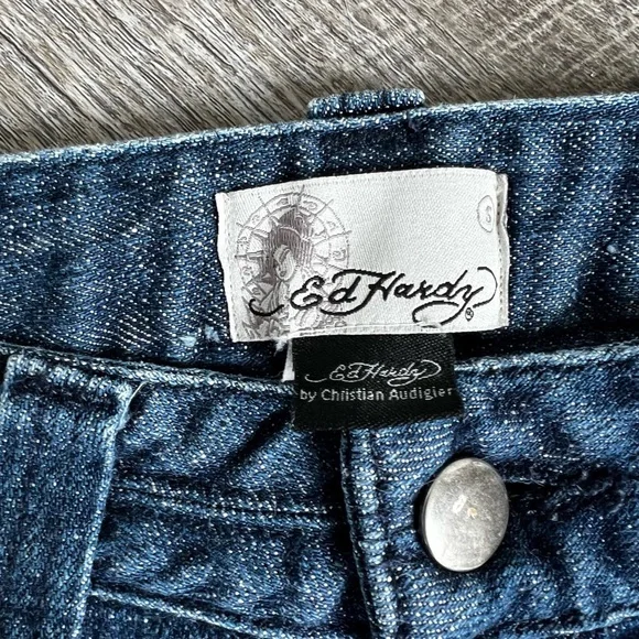 vintage y2k 2000s Ed hardy blue super skinny jeans - Picture 2 of 3